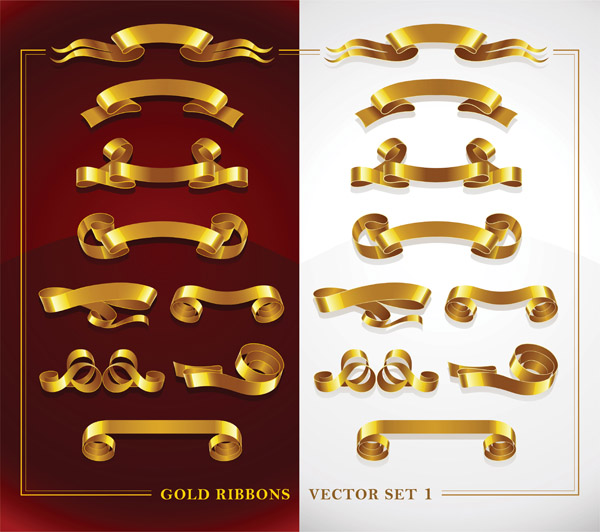 free vector Beautiful gold ribbon vector 2